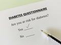 Questionnaire about diabetes