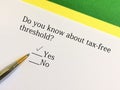 Questionnaire about taxes