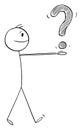 Person Asking and Holding Question Mark Symbol, Vector Cartoon Stick Figure Illustration