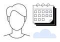Profile avatar with calendar and cloud conveying planning, scheduling, and digital organization Royalty Free Stock Photo