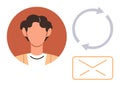 User Profile with Email Icon and Refresh Symbol Highlighting Communication and Updating Royalty Free Stock Photo