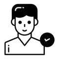 Person avatar with tick mark showing concept vector of verified user