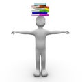 Person balancing books on head