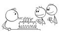 Person Blowing Out Candles on Birthday Cake , Vector Cartoon Stick Figure Illustration Royalty Free Stock Photo