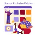 Person Browsing Fabrics on Laptop Royalty Free Stock Photo