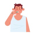 person brushing teeth for hygiene