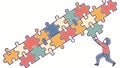 Person Building a Puzzle Concept, vector design Generative AI Royalty Free Stock Photo