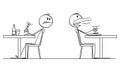 Person Burping After Eating Lunch or Dinner in Restaurant, Vector Cartoon Stick Figure Illustration