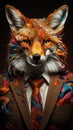 A person in a business shirt with a fox\'s head