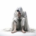 Haunting Figuratism: A Powerful Depiction Of Shame In White Background