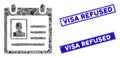 Person Cardfile Mosaic and Distress Rectangle Visa Refused Seals Royalty Free Stock Photo