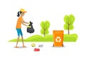 Person Caring Nature Cleaning Vector Illustration