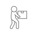 Person carrying box line icon