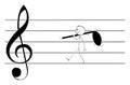 Person Carrying Musical Note , Vector Cartoon Stick Figure Illustration