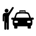 Person catch taxi vector icon