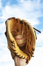 Person catching a baseball Royalty Free Stock Photo