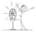 Person Celebrating that Invented Wooden Wheel, Vector Cartoon Stick Figure Illustration