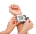 Person checking blood pressure Royalty Free Stock Photo