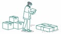 Person Checking a List While Surrounded by Packages Vector Logistics, vector design Generative AI Royalty Free Stock Photo