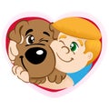 Person Child hugging a dog in a heart