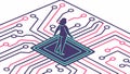 Person on Circuit Board, Digital Interconnectedness, vector design Generative AI Royalty Free Stock Photo