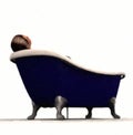 Person in claw foot bathtub