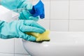 Person Cleaning Bathroom Sink Royalty Free Stock Photo