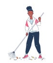 Person cleaning up garbage vector doodle