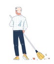 Person cleaning up garbage vector doodle