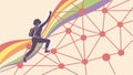 Person Climbing Abstract Networked Path Vector, vector design Generative AI Royalty Free Stock Photo
