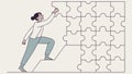 Person Climbing Puzzle Wall Problem Solving, vector design Generative AI Royalty Free Stock Photo