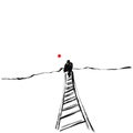 The person climbs a ladder. Business motivation illustration. Sketch