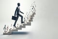 A person climbs the musical steps to success. Space for text. Royalty Free Stock Photo