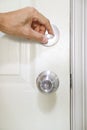 Person close the door with deadbolt lock