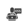 Person coding CSS on a computer vector icon Royalty Free Stock Photo
