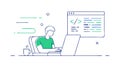 Person Coding on Laptop Programmer Vector Illustration, Software Development, vector design Generative AI Royalty Free Stock Photo