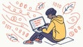 Person Coding and Programming on Laptop with Binary, vector design Generative AI Royalty Free Stock Photo
