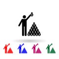 A person collects money bags multi color icon. Simple glyph, flat vector of communism capitalism icons for ui and ux, website or