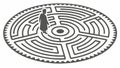 Person in a Complex Circular Maze - Problem Solving Concept, vector design Generative AI Royalty Free Stock Photo