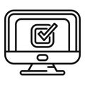 Person computer commerce icon outline vector. Online business