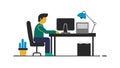 Person at Computer Desk, Focused Professional Work, vector design Generative AI Royalty Free Stock Photo