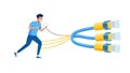 Person Connecting Network Cables Vector Illustration, vector design Generative AI Royalty Free Stock Photo