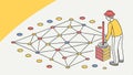 Person connecting network, technology and digital connection vector design Generative AI