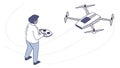Person Controlling a Drone with Remote, Modern Technology Hobby, vector design Generative AI Royalty Free Stock Photo