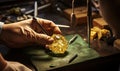 A Person Crafting a Beautiful Gold Jewelry Piece