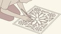 Person Crafting an Intricate Mandala Pattern on a Tile, Artistic Process, vector design Generative AI Royalty Free Stock Photo