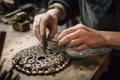 person, crafting intricate metalwork for foundry products