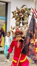 Person in a creepy clown mask at the Diablada Royalty Free Stock Photo