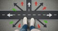 Person at crossroads: navigating life's decisions and directions Royalty Free Stock Photo