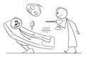 Person With Decayed Teeth at Dentistry, Vector Cartoon Stick Figure Illustration